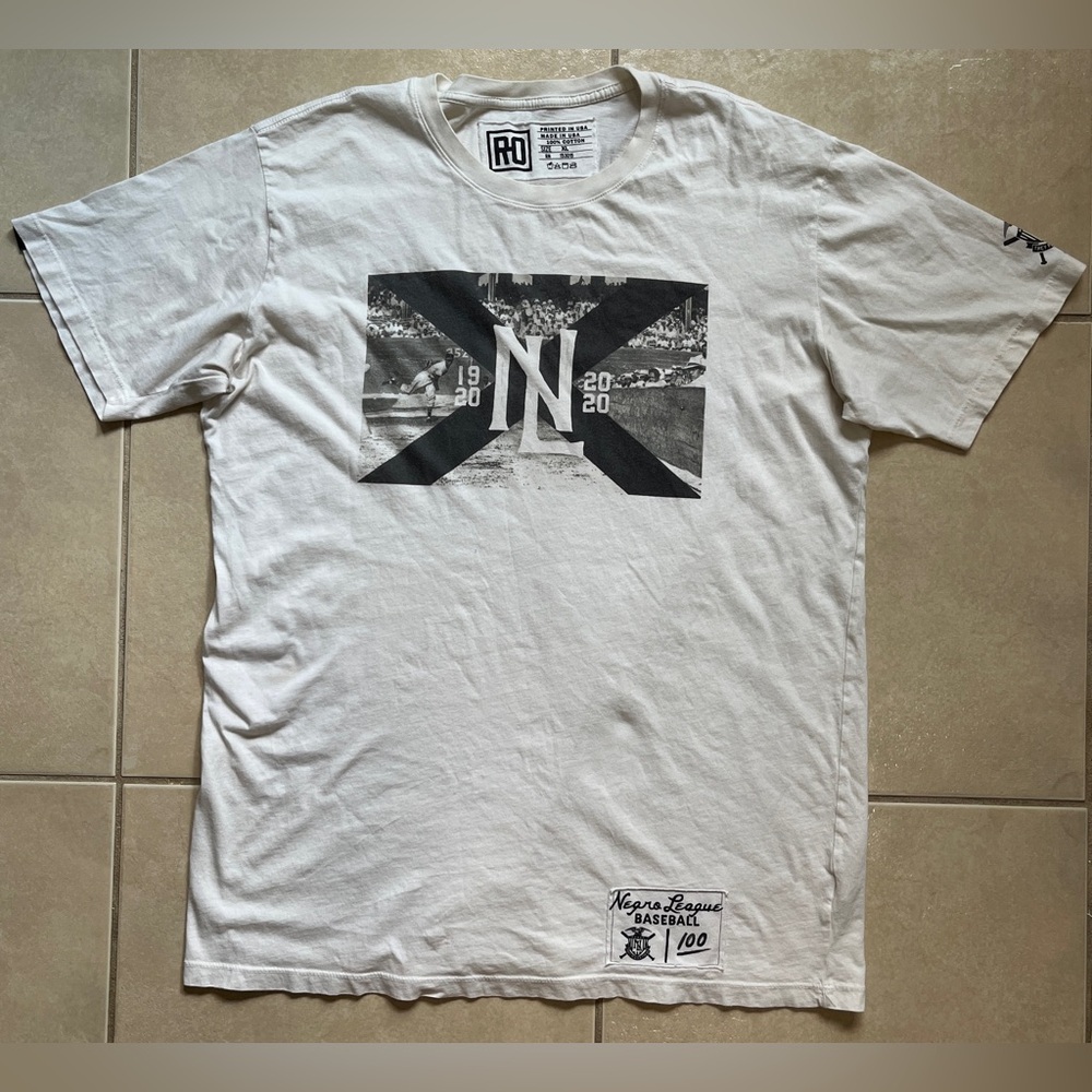 RO NEGRO LEAGUE BASEBALL PHOTO Tee Men’s White XL 100th Anniversary Short Sleeve